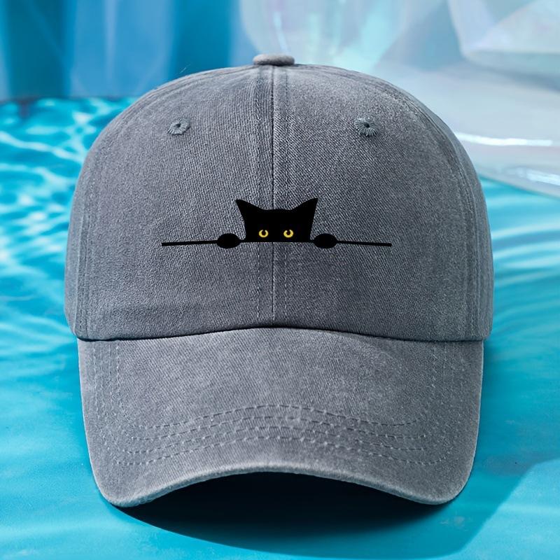 Unisex outdoor casual and fashionable cat print personalized baseball cap suitable for all seasons, soft and adjustable in size,