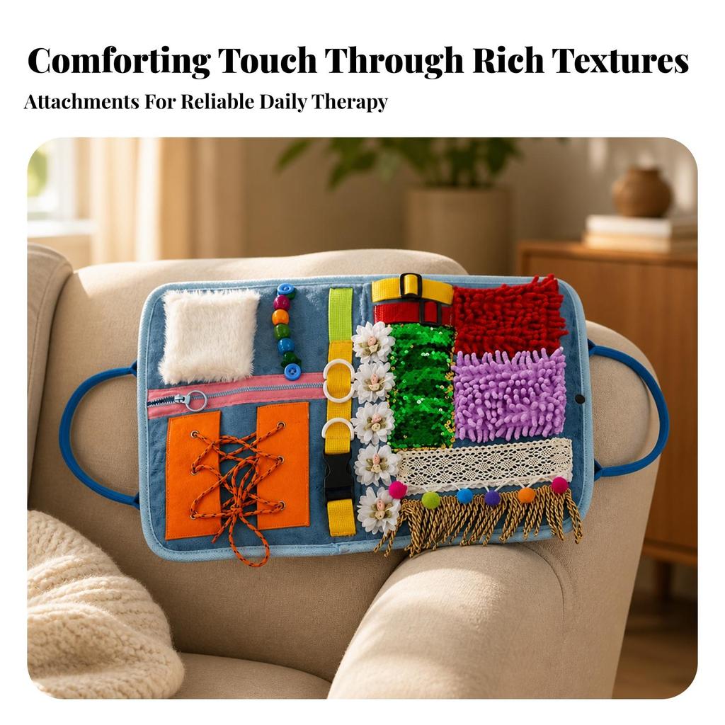 Sensory Training Mat with Handles Interactive Fidget Blanket Textured for Travel