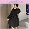 Modern French Designer Dress With Long Sleeves For Casual Fall Wear