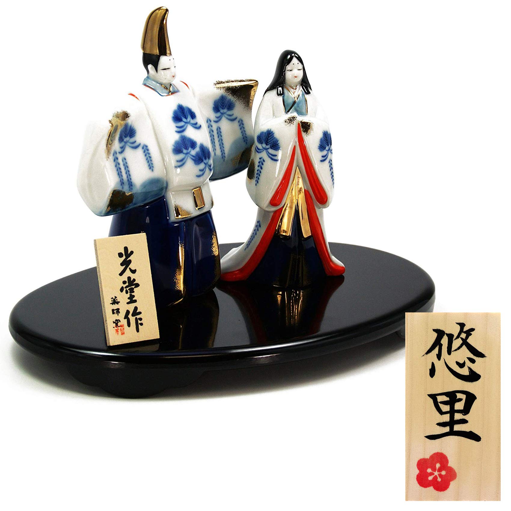 

Osaka Choseido Compact Mini Hina Doll with Name and Wooden Tag Ceramic Dyed Nishiki Standing Hina Doll (Free Gift) (Sent Separately)