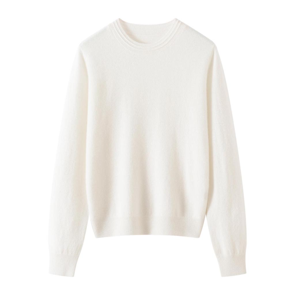 Lekasha Women's 100% Cashmere Puff Sleeve Round Neck Knit Base Layer