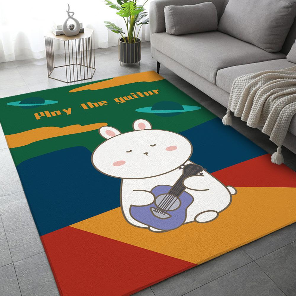 Kawaii Rabbit Rug Cartoon Animal Velvet Baby Room Floor Mat For The Living Room Bedroom Decor Carpet Home Kitchen Bath Tapis