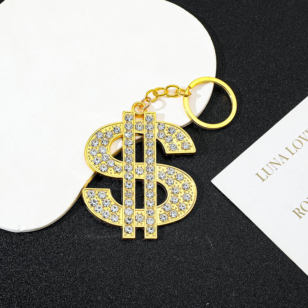 Big Rotatable US Dollar Money Sign Pendant Keychain Men Rapper Hip Hop Punk Keyrings Gifts
