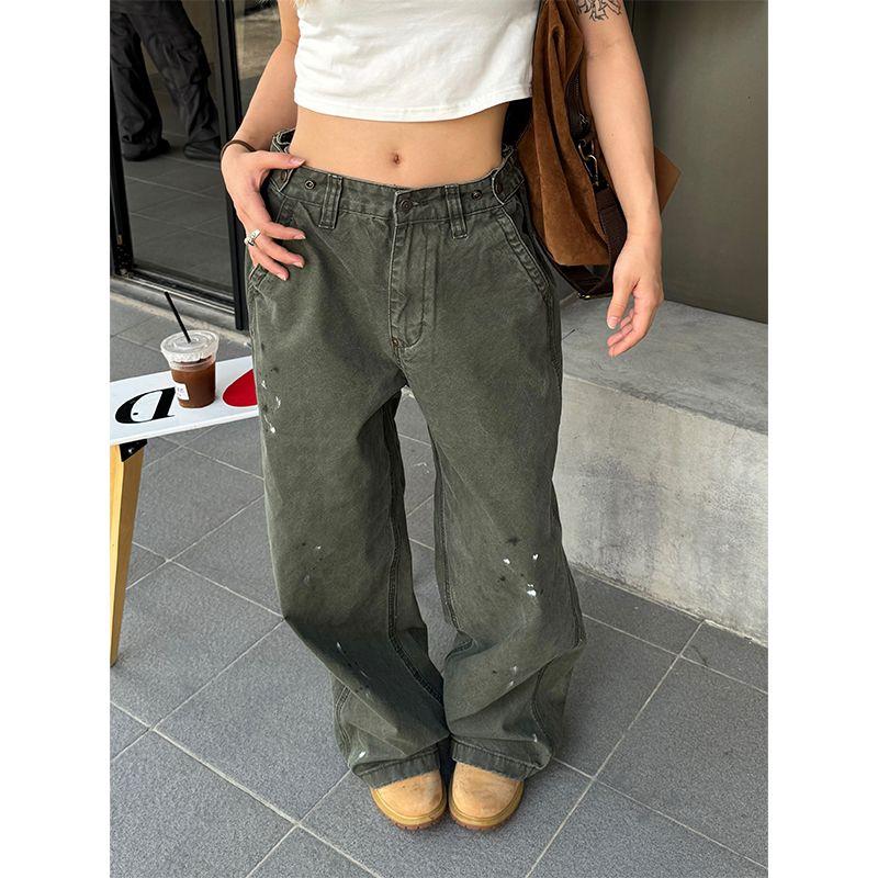 

Old Splash-Ink Street Trendy Adjustable Cargo Pants Army Green S