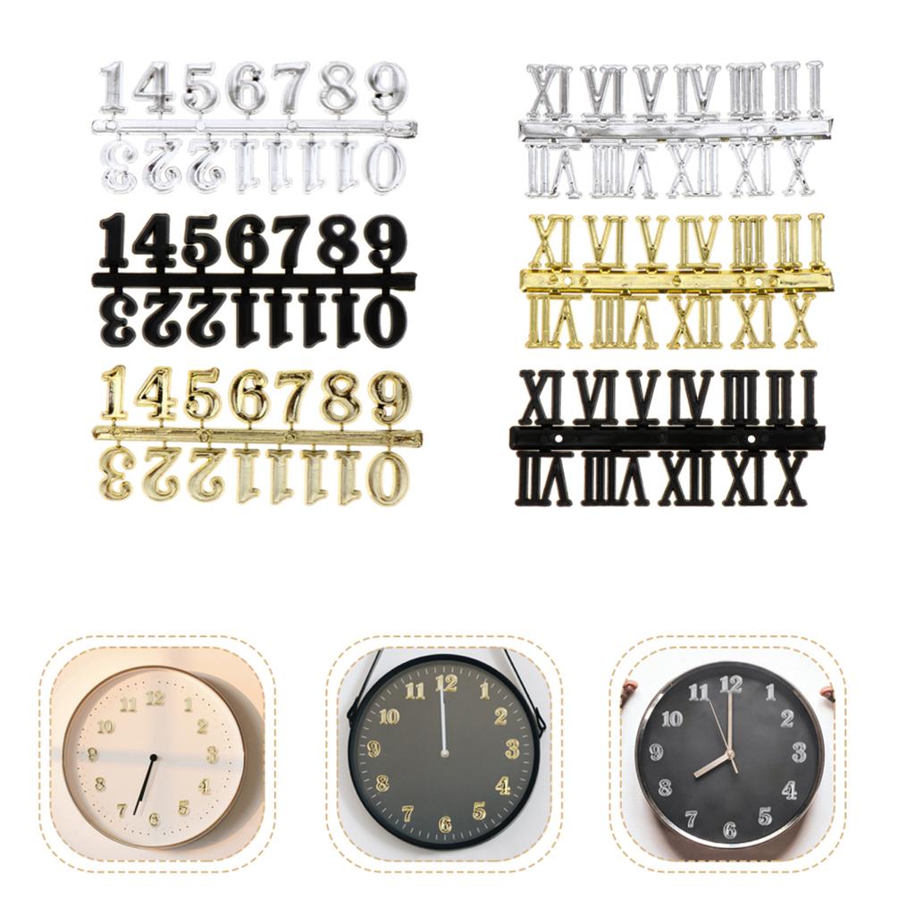 1 Set Clock Numbers Plate DIY Arabic Roman Numeral Mechanism Wall Clock for Replacement Repairing Clock Accessories