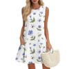 Women's Casual Fashion Breathable Round Neck Vest Floral Holiday Dress With Pockets