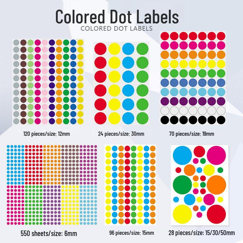 19mm Round Waterproof Self-Adhesive Color Dot Labels for Identification and Classification