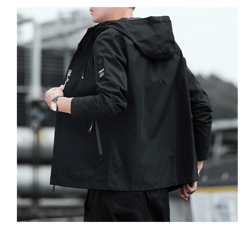 Men's Trendy Windproof Hooded Jacket for Autumn/Winter Outdoor Sports