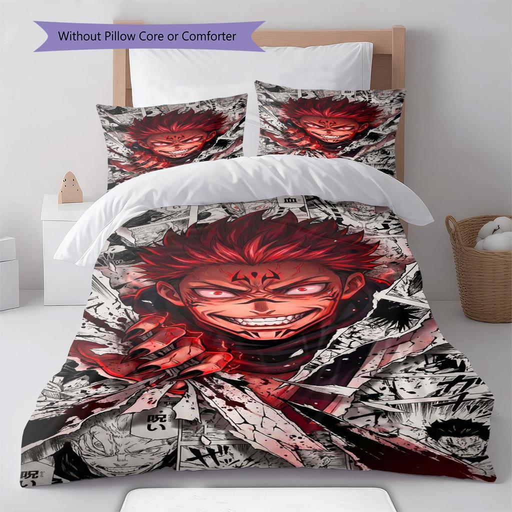 Jujutsu Kaisen Bedding Set Yuji Itadori Anime Duvet Cover Polyester Soft Comforter Cover Twin Full Queen King -QJY