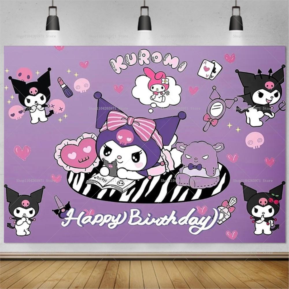 Sanrio Kuromi Themed Birthday Decoration Photography Background Girl 1st Birthday Background Suitable For Photography Studio