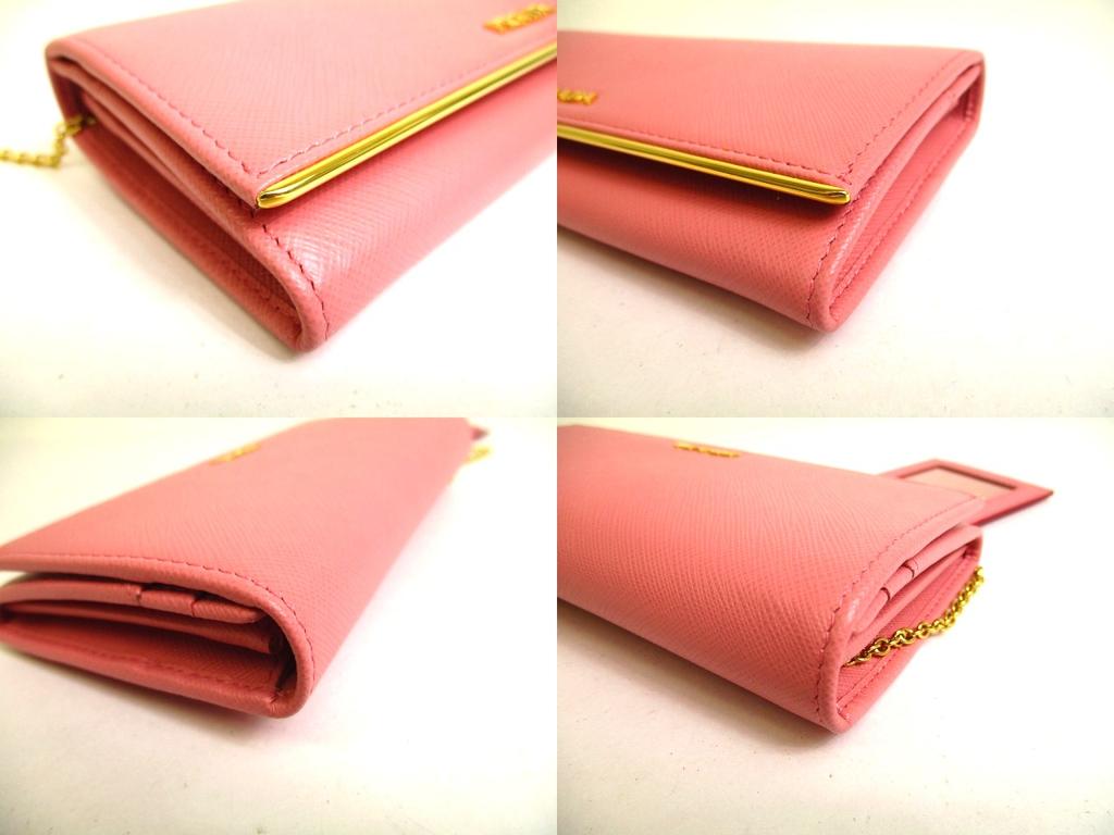 Authentic PRADA Saffiano Metal Pink Leather Bifold Long Flap Wallet #a126  Refurbished