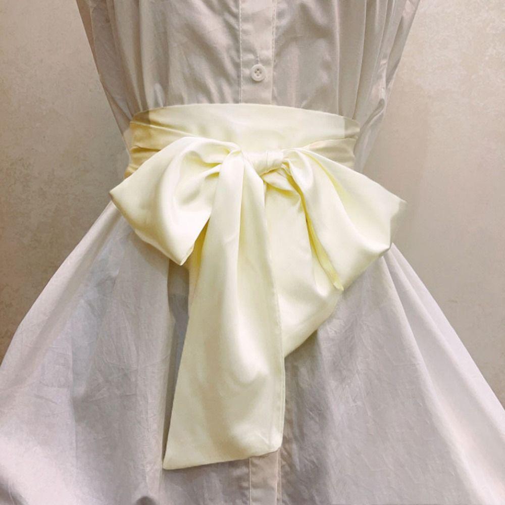 Decorative Bowknot Fabric Ribbon Cummerbunds Satin Silk Waist Bands  For Skirts Dress Top Clothes
