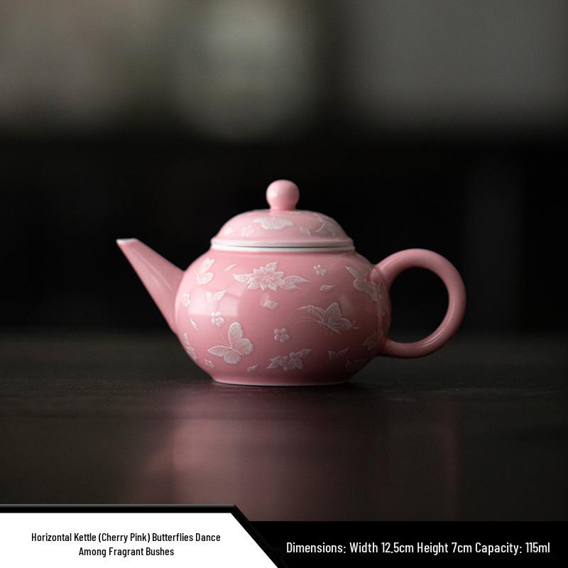 Red Xishi Ceramic Tea Pot - Elegant Chinese Style for Women, Single-Serve, Colored Glaze Design