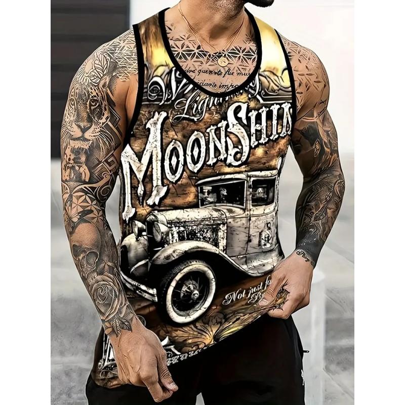 3D-tryckta retrobilslinnen för män, t-shirts med dödskallekorsmönster, sommar, vardagsmodeväst, sportkläder, streetlinne