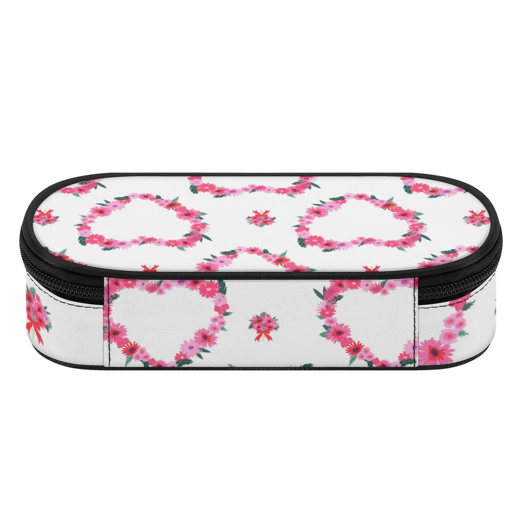 Pencil Case Printed 300D Polyester Zip Around Closure with Mesh Pocket Removable Divider and Pen Slots for School and Study