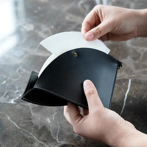 Watchget Coffee Filter Case for Paper Filters, 1-2 Cups/1-4 Cups, PU Leather, Conical/Trap Shape, Black, for Outdoor Camping