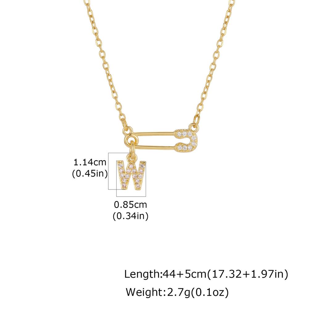 Sparkling Zircon A-Z 26 Letters Necklace for Women, Unique Pin Pendant Necklace, Little Luxury Fashion Jewelry Gifts