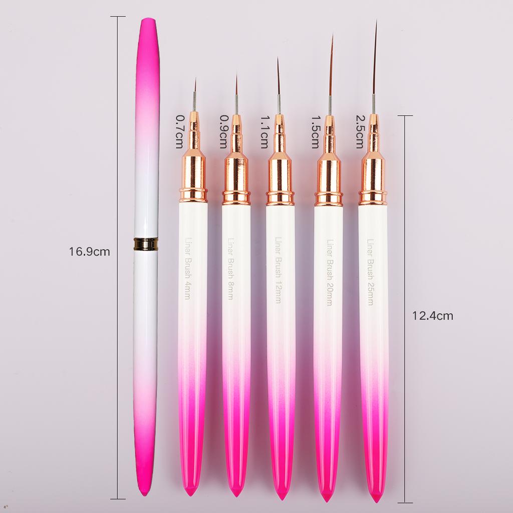 5pcs Nail brush French Stripe Nail Art Line Painting Pen 3D Tips Manicure slim Line Drawing Pen UV Gel Brushes Painting Tools