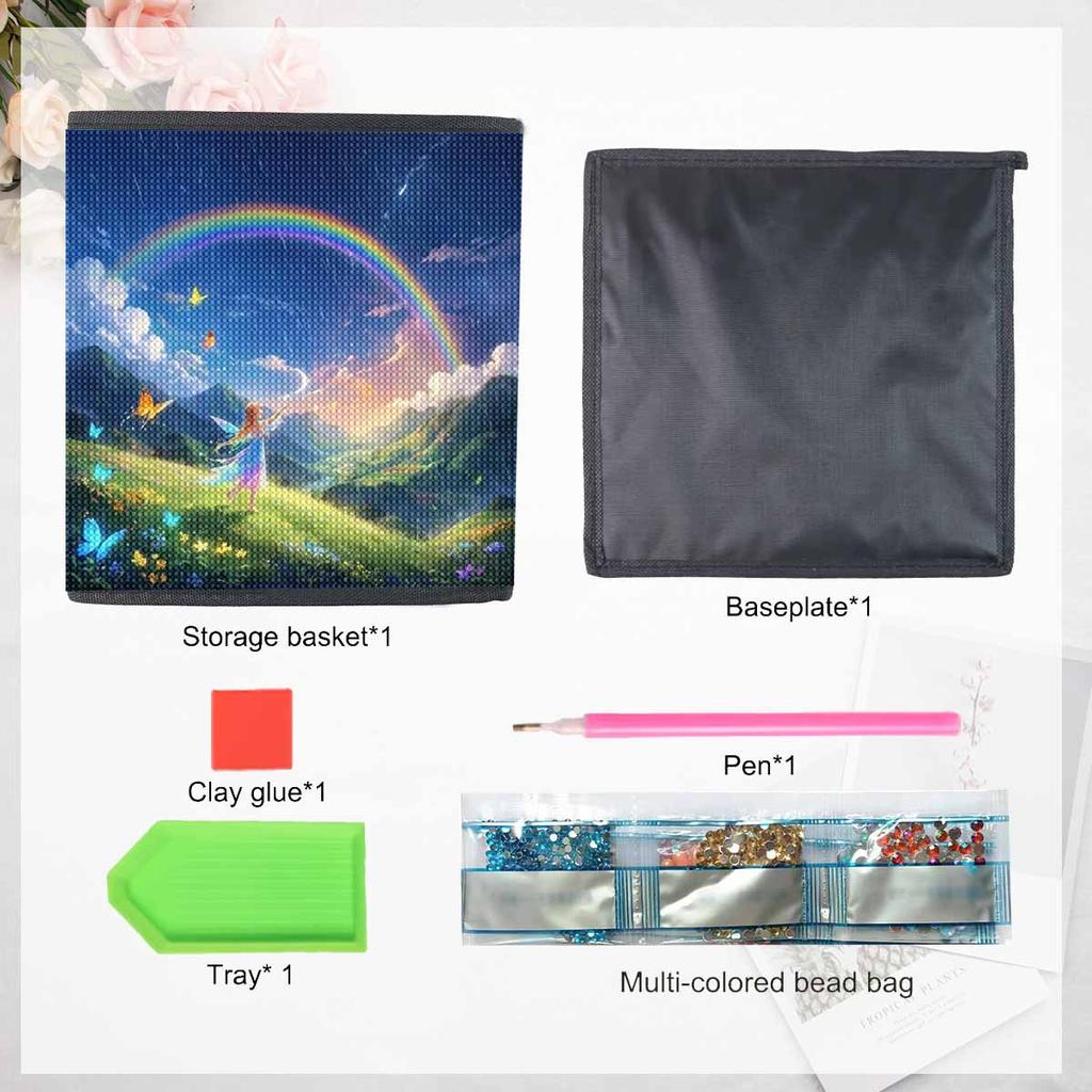 Rainbow In The Rain 5D Diamond Painting Storage Basket Full Round Drill Mosaic Diamond Embroidery Cross Stitch Kits Home Decor Home Decor