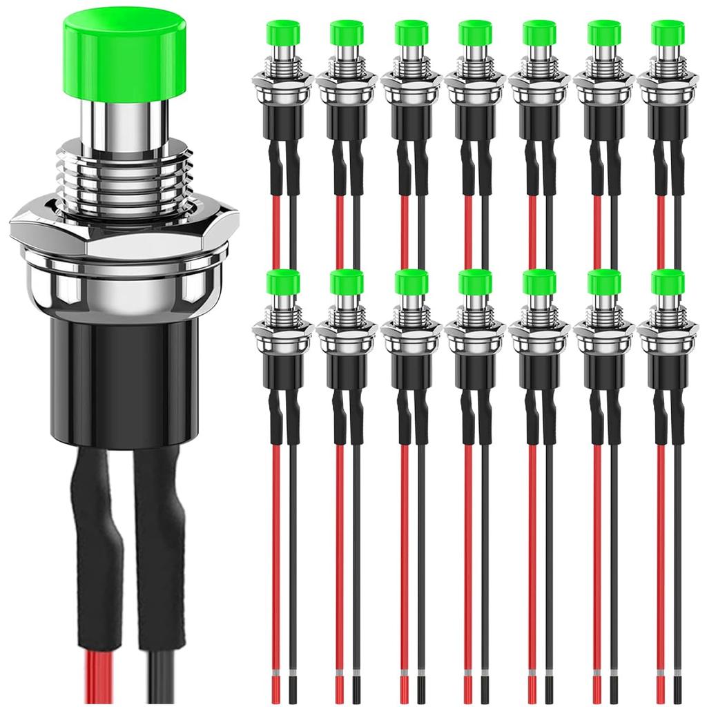 MKBKLLJY 15pcs 7mm Green Momentary Push Button Switch 1A 110V 220V 250V AC