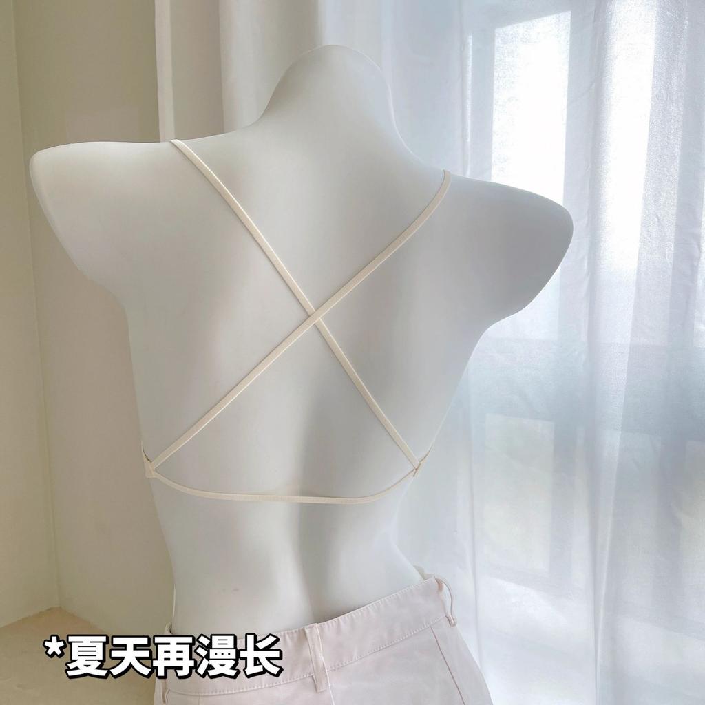 Light and not sultry, thin shoulder straps crossed, beautiful back, backless, bacteriostatic, cool in summer, steel-rimless underwear,thin women's bra