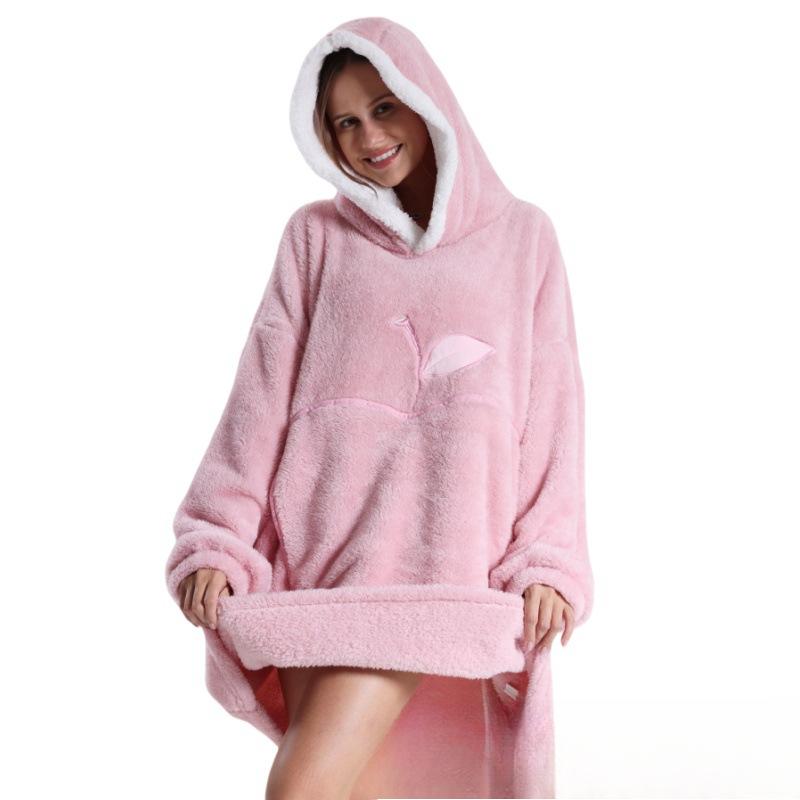 Warmer Winter-Fleece-Kapuzenmantel für Damen, einfarbig, 140 cm, übergroße Ärmeldecke, Fleece, warme Kapuzenpullover, Sweatshirts, riesige TV-Decke, Kapuzenmantel für Damen