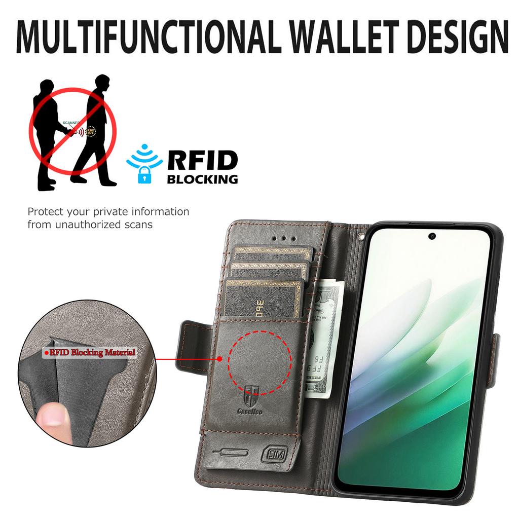 CASENEO For Xiaomi Redmi 15 4G (EU) (171mm) Phone Cases PU Leather Cover Stand with RFID Blocking Wallet