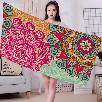 Colorful Mandala Pattern Bath Towel Microfiber Soft Water Absorbing Breathable For Girl Kids Decorative Cartoon Beach Towel