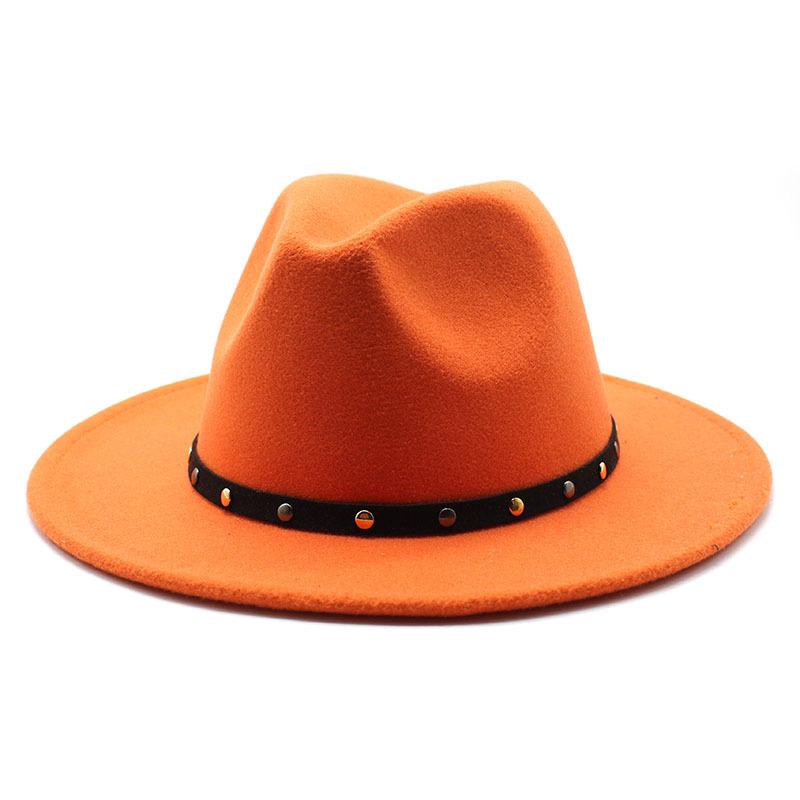 2021 Season Big Eaves Hat Flat Edge Top Hat Men And Women White Woolen Jazz Hat