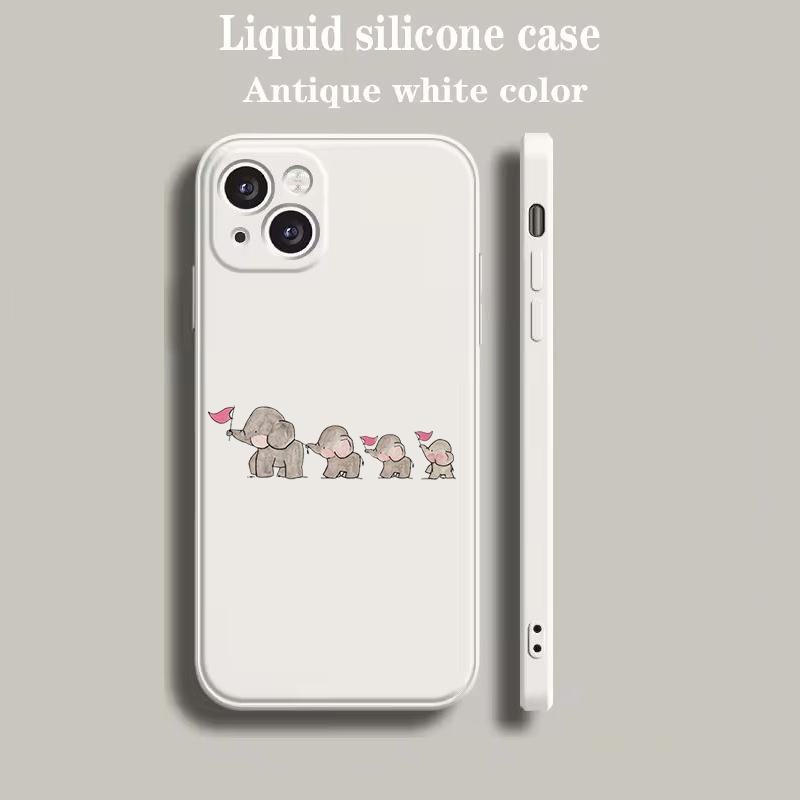 Luxus Farb-Handyhülle Für iPhone 15 14 13 12 mini 11 Pro Max XS X XR SE 7 8 Plus Silikon Beige Hülle Pärchen-Stil Cartoon