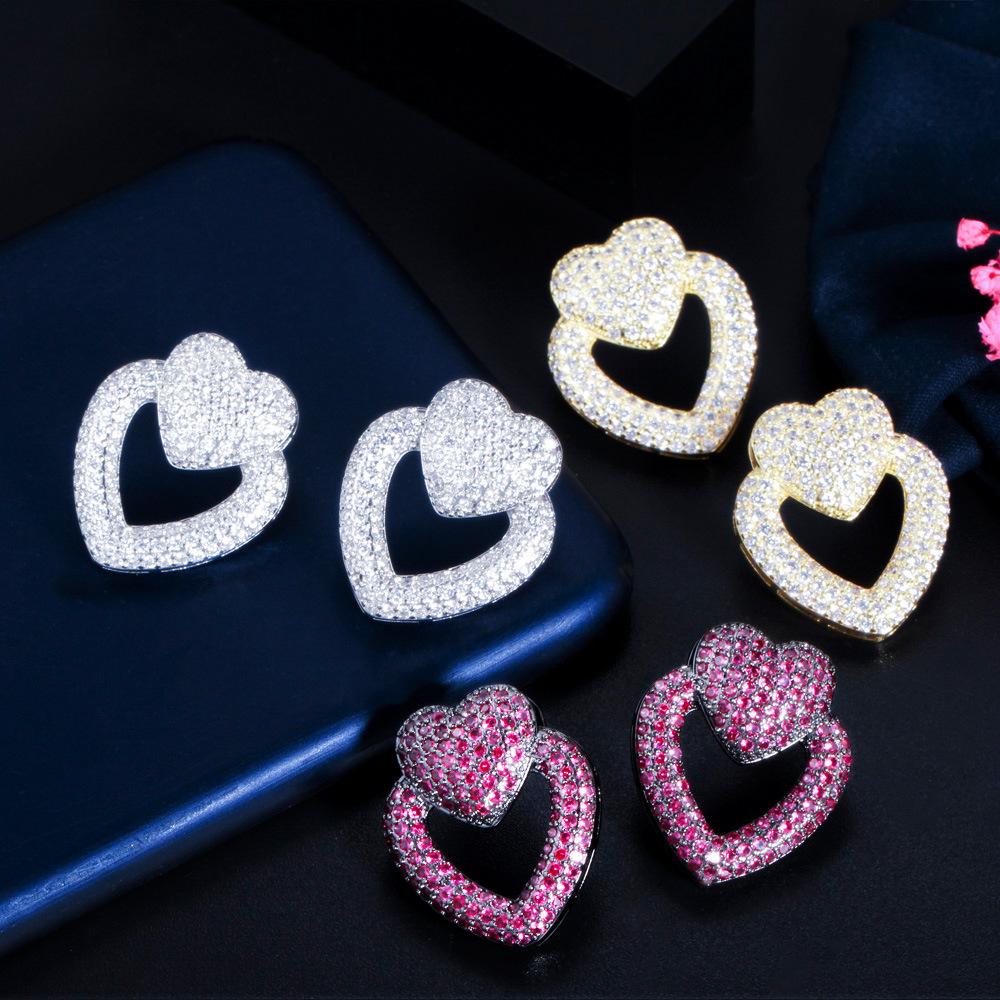 Tide Needle Micro-Inlaid Zircon Personalized Love Earrings Ear Jewelry