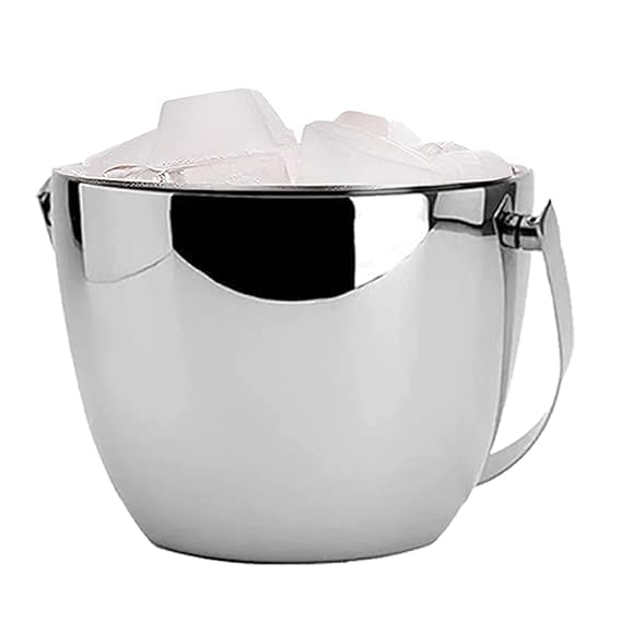 ABHAS® 1.5L Stainless Steel Apple-Shaped Ice Bucket With Tong, Peg Measurer & Wine Stopper | Premium Bar Accessory