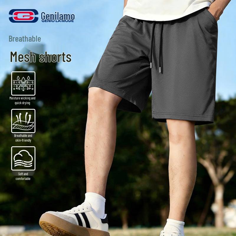 GENIOLAMODE Men s Summer Ice Silk Quick-Dry Casual Shorts L