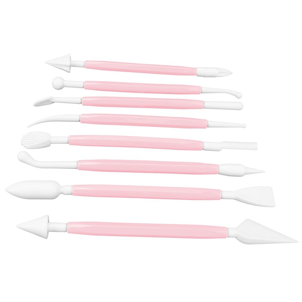 8Pcs Cake Fondant Decorating Tool Set Engraving Pen Cake Supplies DIY Baking ToolsPink