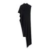 Summer new European and American asymmetrical turtleneck pullover pleated knitted thin long dress