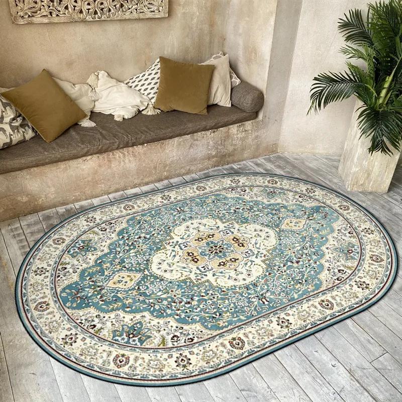 

1 шт. Ковры для гостиной в европейском пасторальном стиле, овальные коврики для спальни и ковры для гостиной, украшения для дома 120x180cm