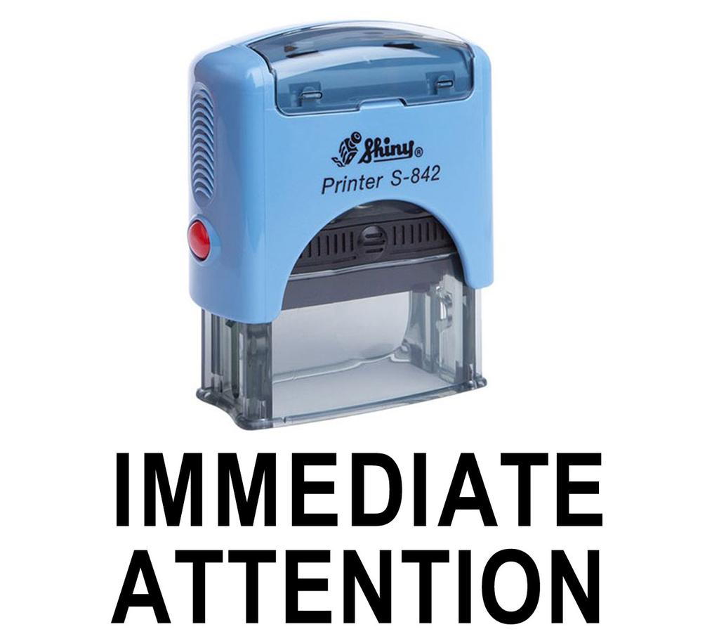 IMMEDIATE ATTENTION Self Inking Rubber Stamp Office Stationary Shiny Stamp