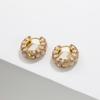 Gold Copper Metal Small Hoop Earrings for Women Round Circle Imitation Pearl Rhinestone Huggies Earrings Fashion Jewelry