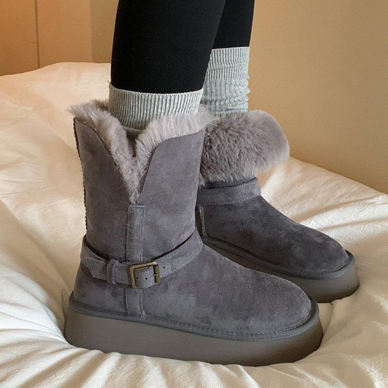 Thick-soled, Padded, Thick Mid-calf Snow Boots for Women, New Style, High-top Cotton Shoes