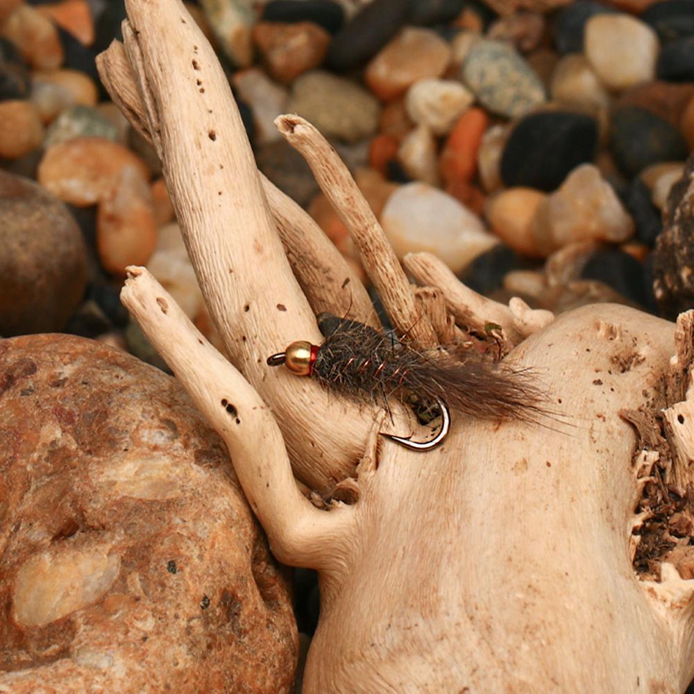 4 Stück/6 Stück Messingperlenkopf-Eichhörnchenhaar-Nymphen, natürliche graue Fliegen, künstliche Insektenköder, Forellen-, Äschen- und Barschangelköder