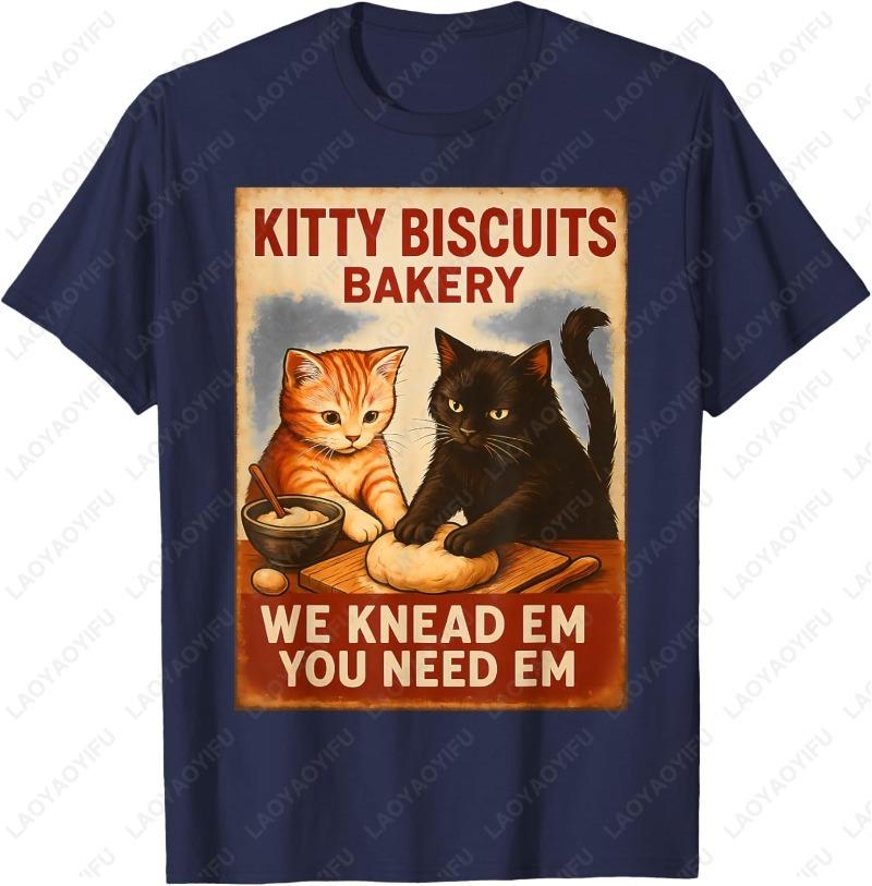 Funny Kitten Bread Unisex Adult Cotton TShirt Cute Orange and Black Cat Creative Trend Graphic Oneck Printed Man Women Tops