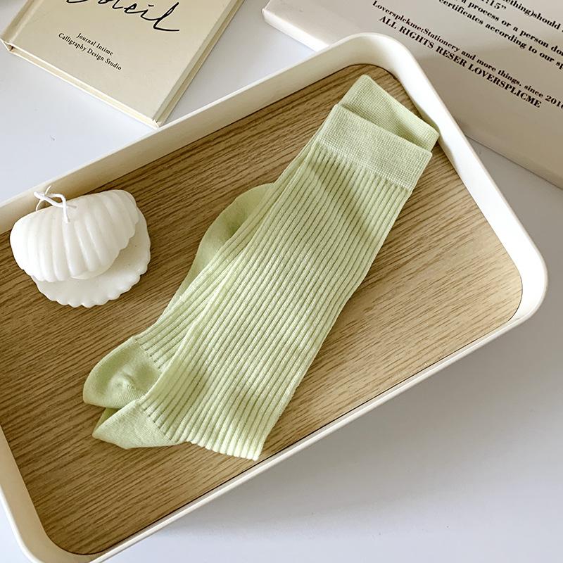 Women Colorful Loose No Pilling Socks Knitting Rib Thin Spring Summer Female Socks High Tube Streetwear Soft Sock