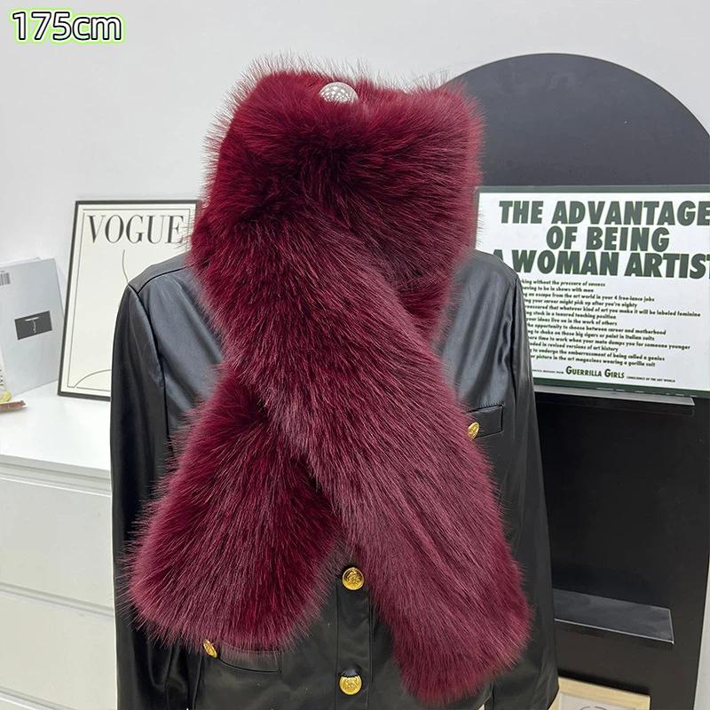Fake Fur Long Scarf Soft Plush Fur Decor Winter Fluffy Warm Scarf Thick Luxury Wraps Shawl For Women