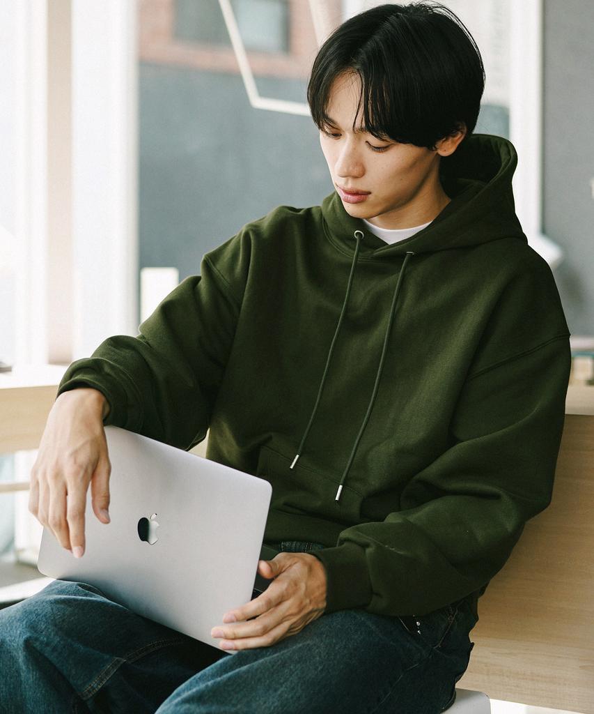 Plain Essential Hoodie Dark Khaki Kjhd2674