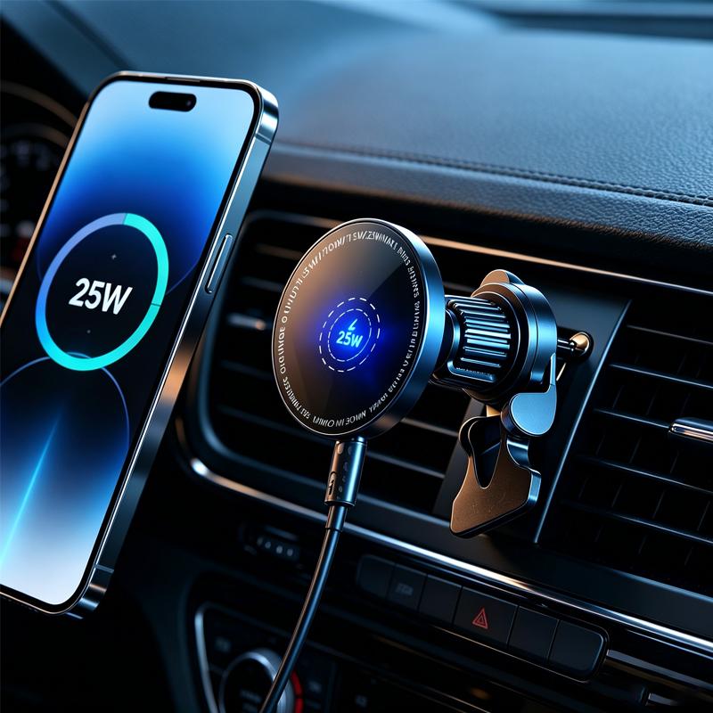 Sleek 15W 25W Magnetic Phone Holder Magnet Wireless Car Charger Ideal for Daily Commuting Featuring One-H Operation New Products