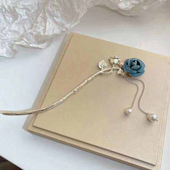 Perlen Quaste Bogen Design Rutschfest Haarnadel Damen Niedlich Rose Blume Dekor Haar Gabel Kostüm Zubehör