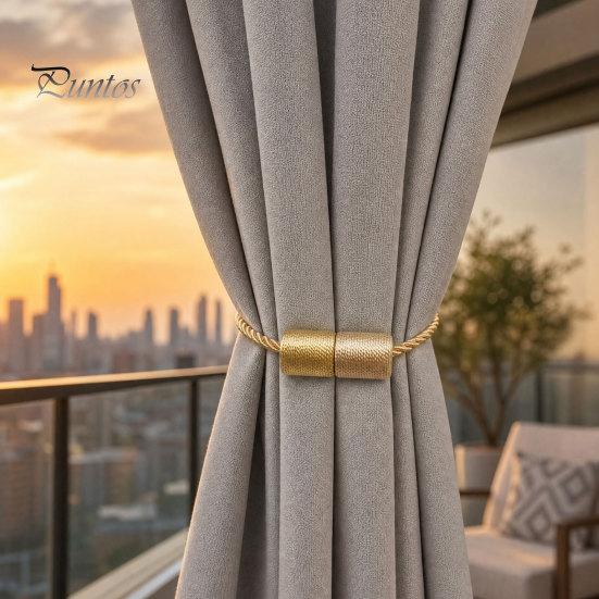 Curtain Ties Magnetic Tiebacks, Modern Simple Rope Tie Backs, Heavy Duty Magnets Decorative Drapes Weave Holdbacks for Home Bedroom Office Wall Damage