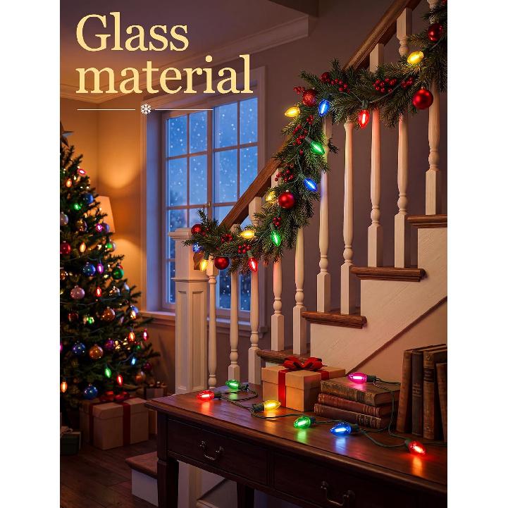 25FT C7 LED Christmas Lights Outdoor, Multicolor Vintage Style