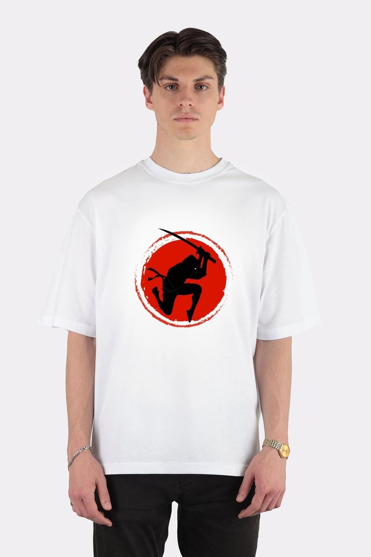 

Белая футболка оверсайз унисекс Ninja