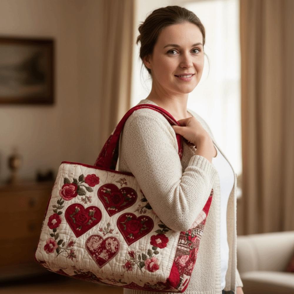 Neue gesteppte Tragetasche mit Katzenmuster Floraler Aufdruck Große Kapazität Schulter-Tragetasche Langlebige 3D-Schultertasche